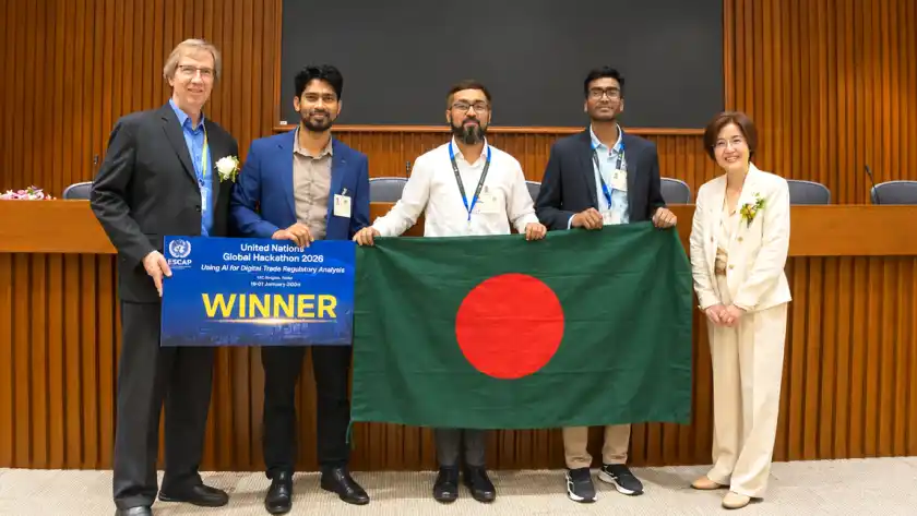 বিদেশি নির্ভরতা ছাড়াই জাতিসংঘের আন্তর্জাতিক এআই হ্যাকাথনে সে