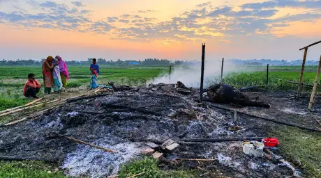 চর হলদিয়ায় অগ্নিকাণ্ডে পুড়ে ছাই ঘর ও গবাদিপশু