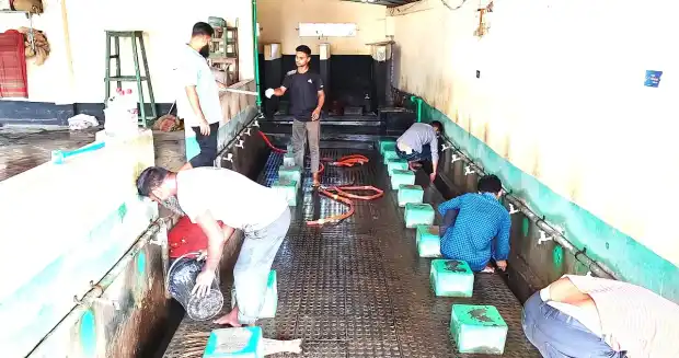 নাটোরে ময়লা ও শ্যাওলায় ভরা স্টেশন মসজিদের অজুখানা পরিষ্কার